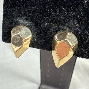 Vintage Monet Gold Tone Geometric Clip On Earrings